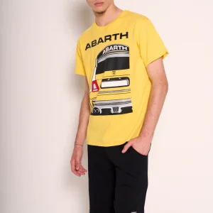 T-shirt gialla "Abarth Rear View" con stampa auto