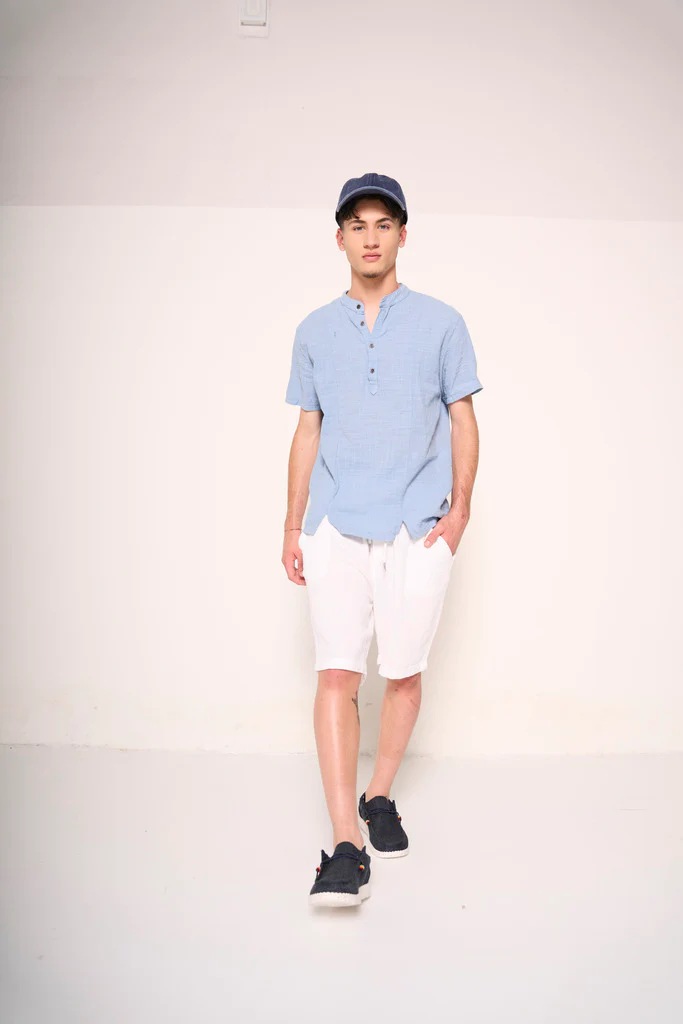 Polo collo coreana in cotone leggero - immagine 4