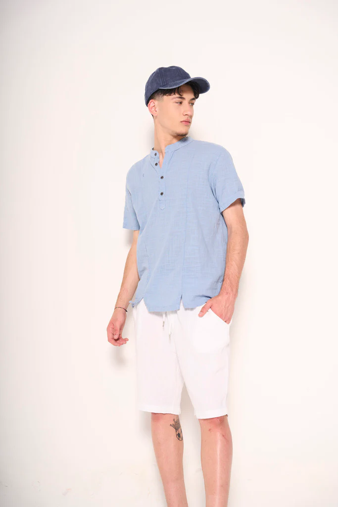 Polo collo coreana in cotone leggero - immagine 3