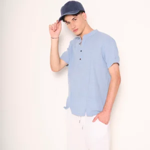 Polo collo coreana in cotone leggero