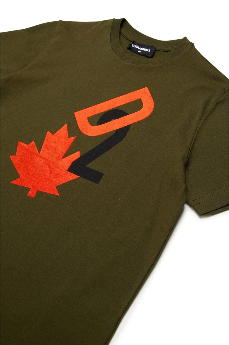 T-SHIRT VERDE CON LOGO ARANCIONE DSQUARED2 - immagine 4