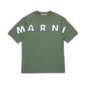 T-SHIRT VERDE CON STAMPA MARNI