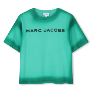 T-SHIRT VERDE MENTA CON LOGO GOMMATO NERO MARC JACOBS