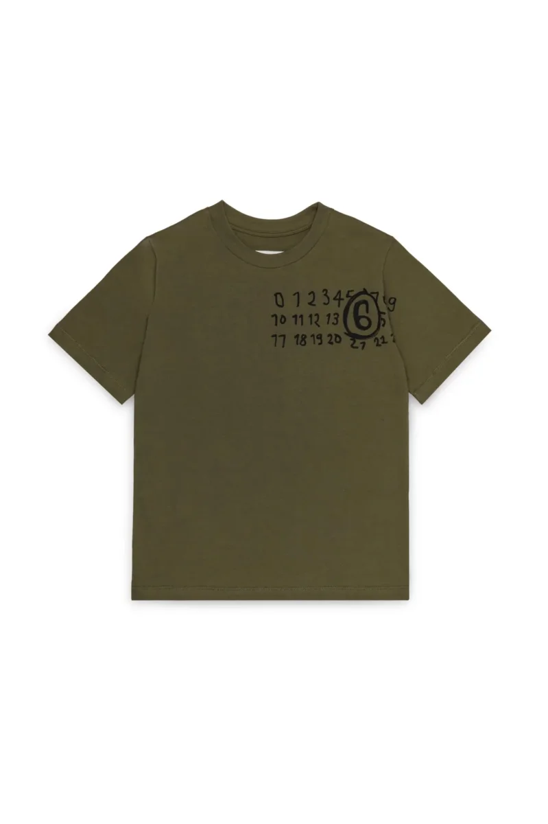 T-SHIRT VERDE MILITARE CON LOGO SCRITTO A MANO MAISON MARGIELA - immagine 2