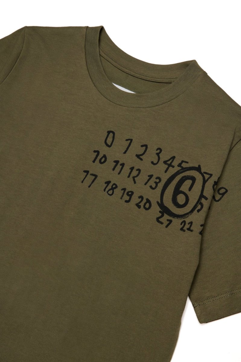T-SHIRT VERDE MILITARE CON LOGO SCRITTO A MANO MAISON MARGIELA - immagine 4