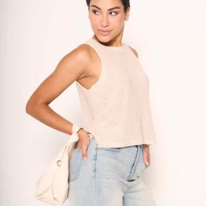 Canottiera beige in maglia