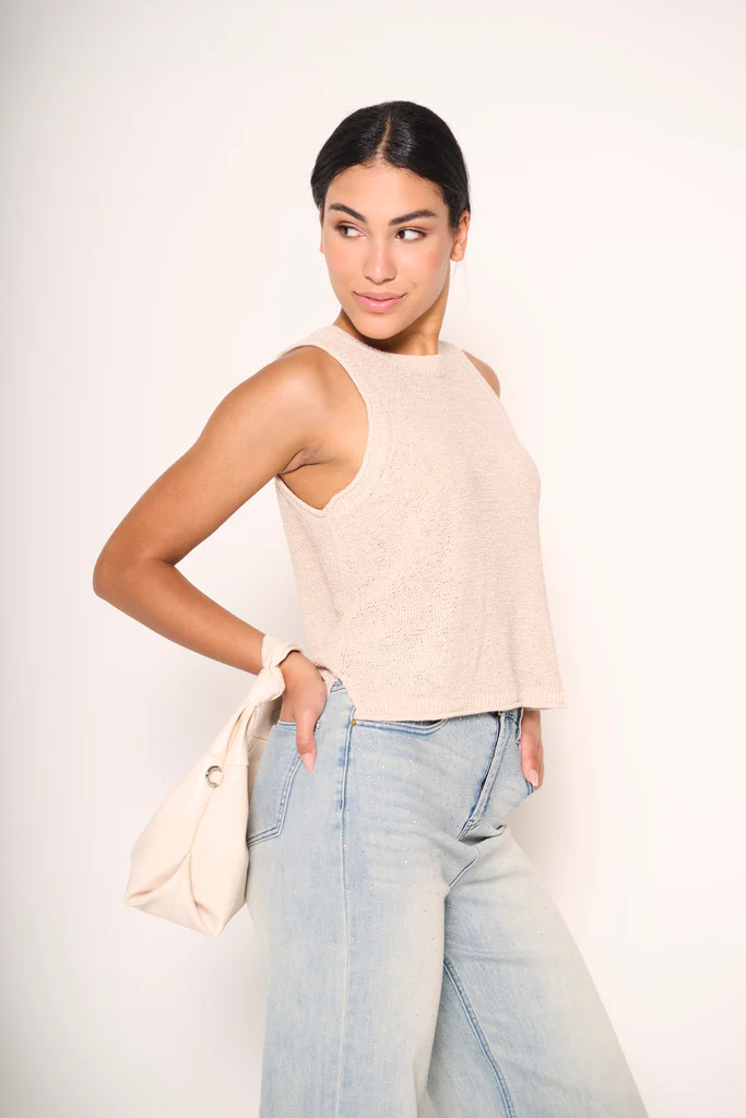 Canottiera beige in maglia - immagine 2