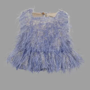 TOP AZZURRO CON PIUME DOUUOD