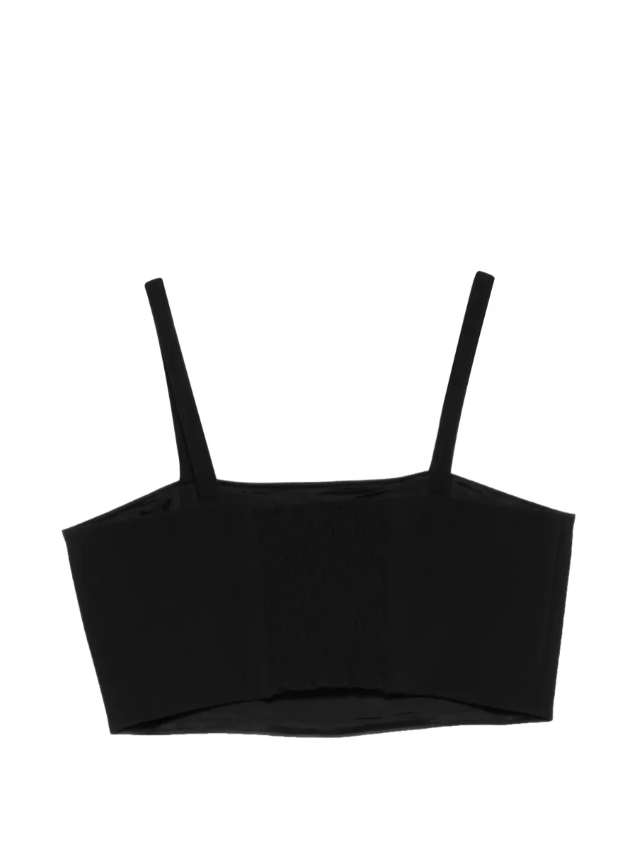 TOP IN CREPE NERO CON LOGO ELISABETTA FRANCHI - immagine 3