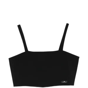 TOP IN CREPE NERO CON LOGO ELISABETTA FRANCHI