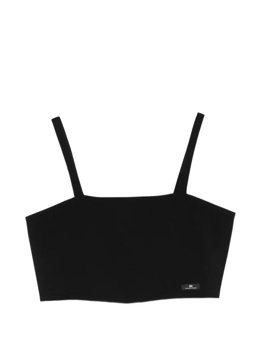 TOP IN CREPE NERO CON LOGO ELISABETTA FRANCHI - immagine 2