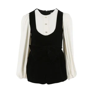 TUTA IN VELLUTO CON FIOCCO NERO/MILK ELISABETTA FRANCHI