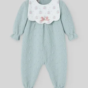 TUTINA IN LANA VERDE TIZA EFFETTO BAVETTA CON FIORI PAZ RODRIGUEZ